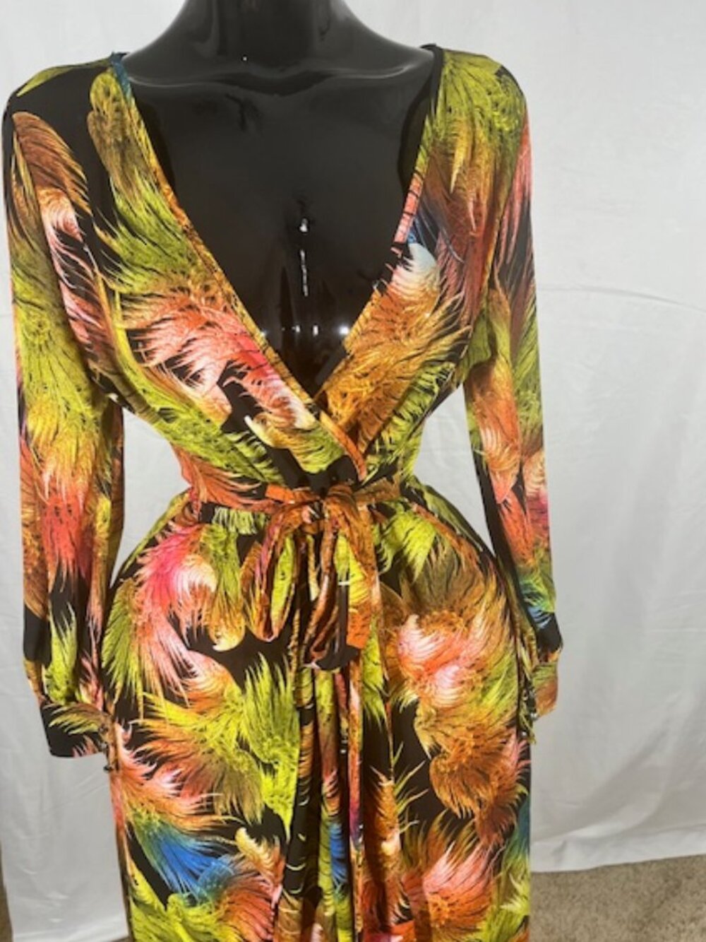 Xtaren Elegant Tropical Floral Wrap Dress – Flowy Summer/Formal – S